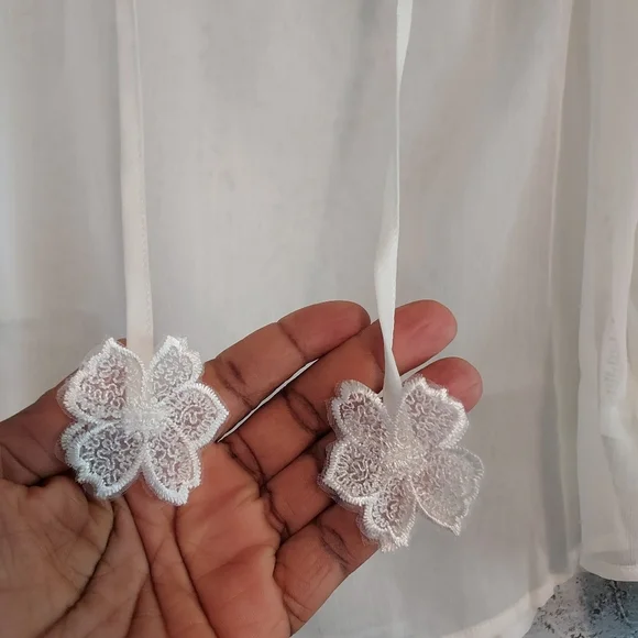 Adrianna Papell Floral Embroidered Chiffon Semi-Sheer Blouse Sz-L - Picture 5 of 8